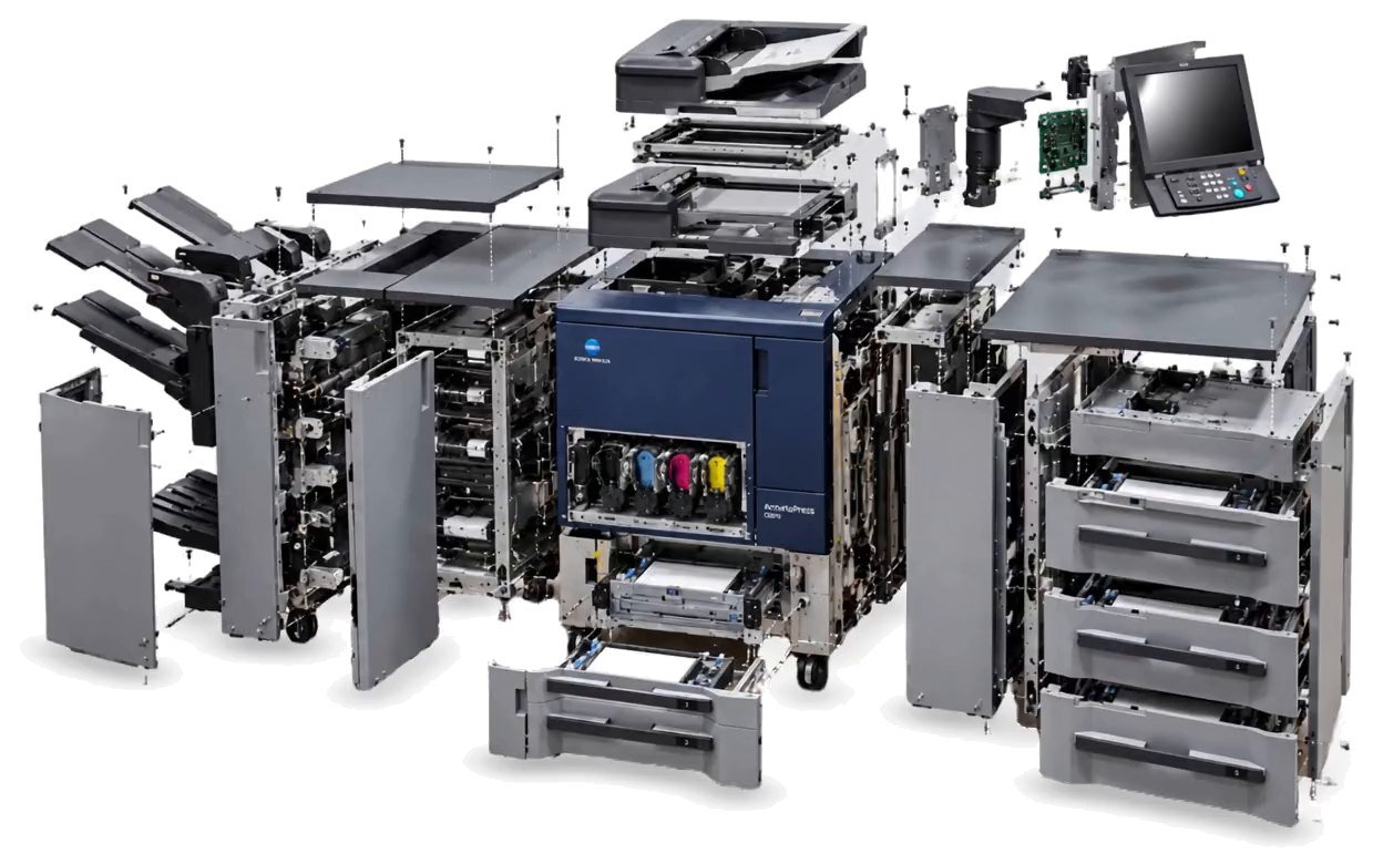 Exploded view of a Konica Minolta AccurioPress production press