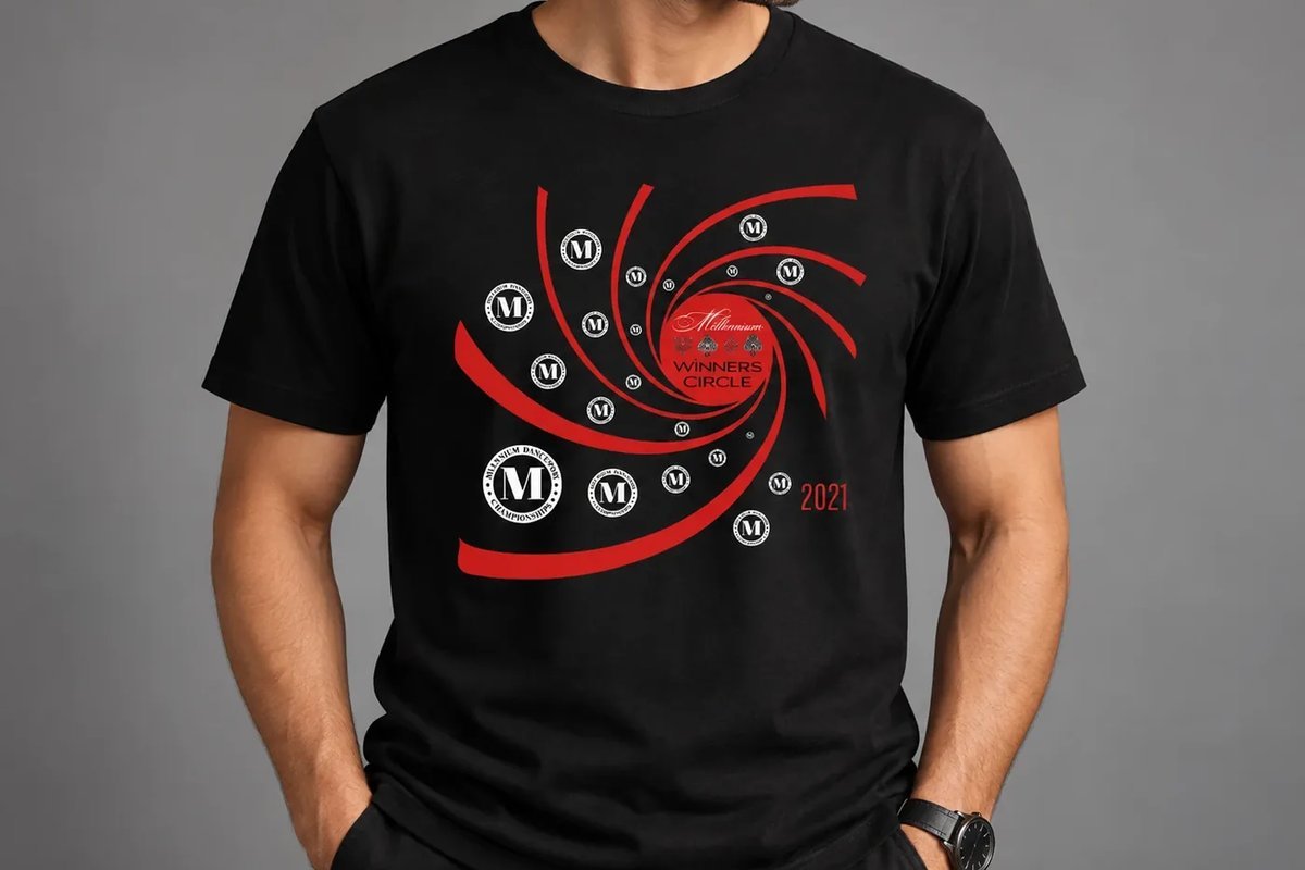 Custom printed Millennium Winners Circle T-shirt for a dance championship