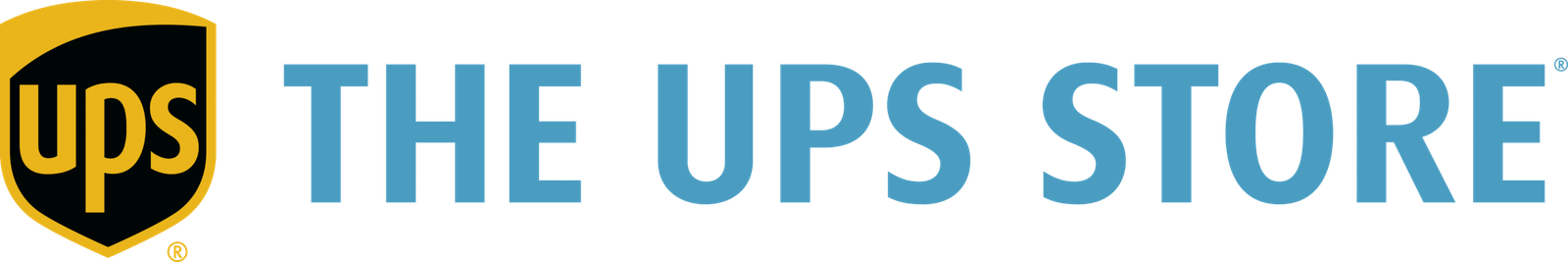 UPS Store 0107 logo for the Print Department in Marina Village, representing professional printing, shipping, and mailbox services.